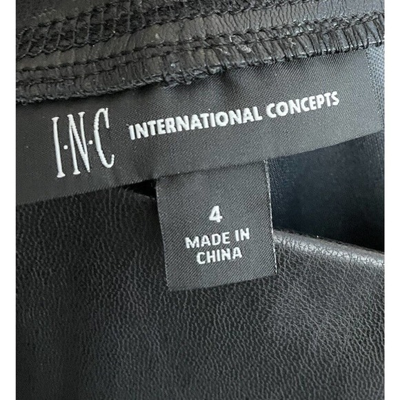 Inc Black Faux Leather Pull‎ On Skinny Leg Pants Size 4 Stretch - Picture 4 of 7